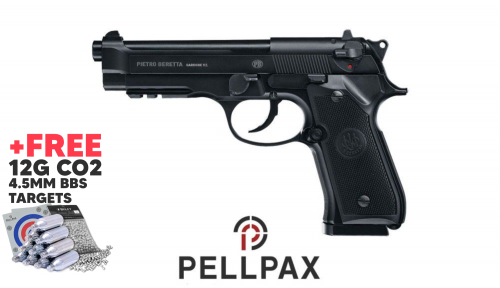 Beretta M92A1 - 4.5mm BB CO2 Air Pistol + FREE CO2, Targets & BB's