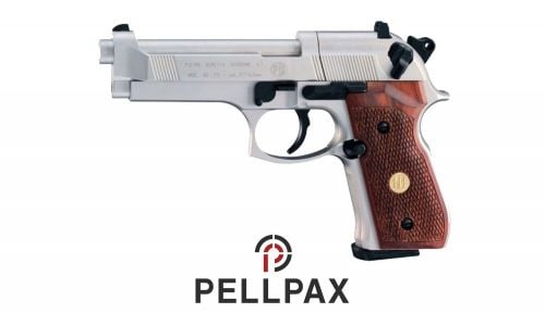 Beretta M92FS Nickel w/ Wooden Grips - .177 Pellet Air Pistol