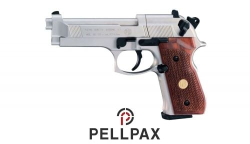 Beretta M92FS Nickel w/ Wooden Grips - .177 Pellet Air Pistol