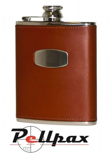 6oz Brown Leather Hip Flask by Bisley