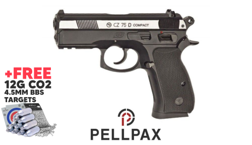 ASG CZ75D Compact Dual Tone - 4.5mm BB CO2 Air Pistol + FREE CO2, Targets & BB's