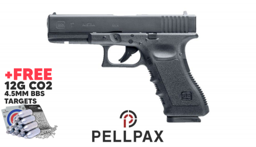 Glock 17 Dual Ammo - 4.5mm BB & .177 Pellet CO2 Air Pistol + FREE CO2, Targets & BB's