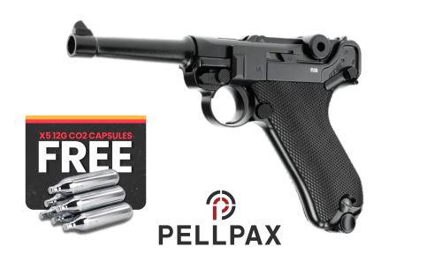 Umarex Walther Legends P08 FM Luger Blowback - 4.5mm BB Air Pistol - + x5 FREE 12g CO2