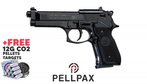 Beretta M92FS Black - .177 Pellet CO2 Air Pistol + FREE CO2, Targets & Pellets