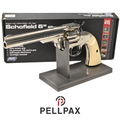 ASG Schofield 6 Revolver Silver w/ Ivory Grips - .177 Pellet Air Pistol - Preowned