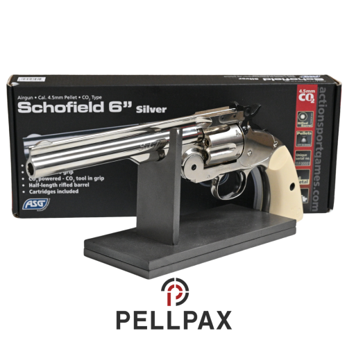 ASG Schofield 6 Revolver Silver w/ Ivory Grips - .177 Pellet Air Pistol - Preowned